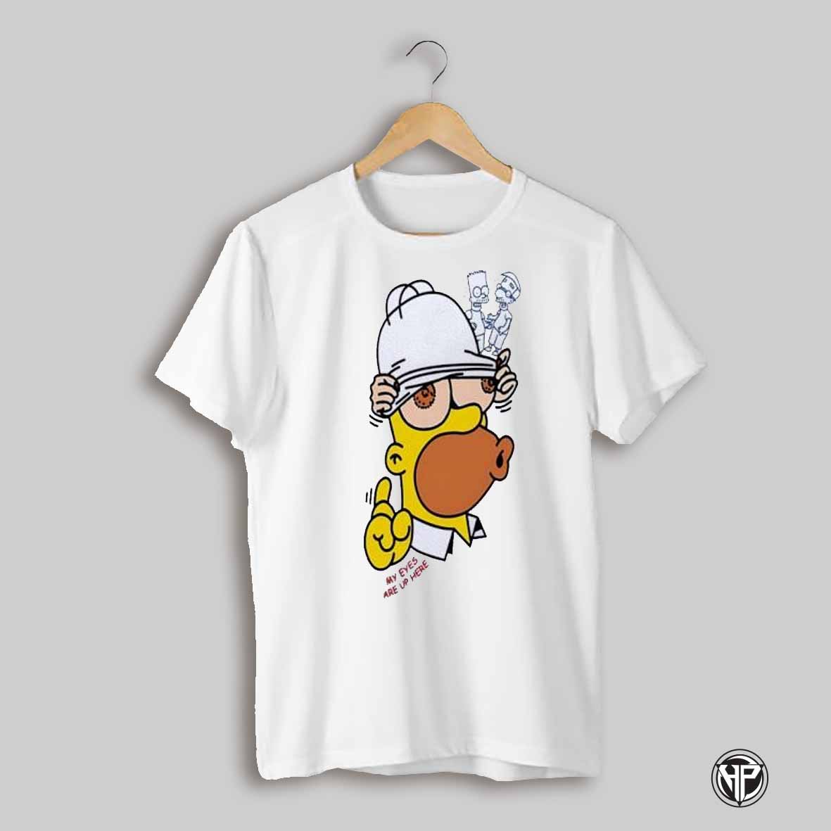 My Eyes Are Up Here Parody Homer Simpson Shirt