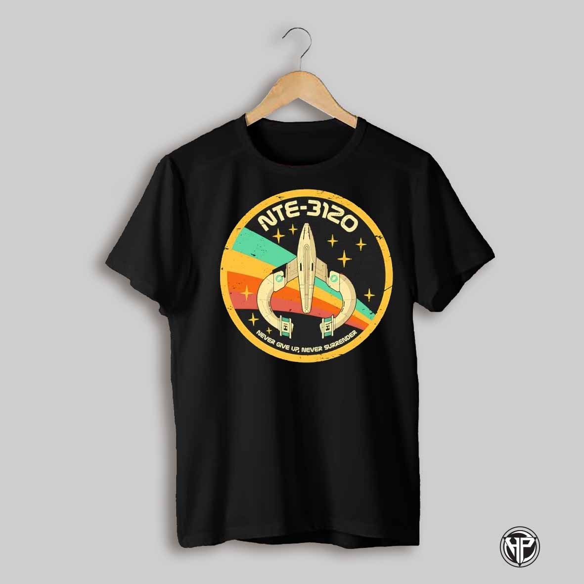 Nte 3120 Never Give Up Never Surrender Retro Rocket Shirt