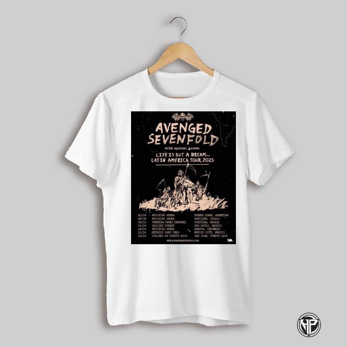 Poster Avenged Sevenfold With Special Guests Life Is But A Dream Latin America Tour 2025 25 09 Movistar Arena T Shirt