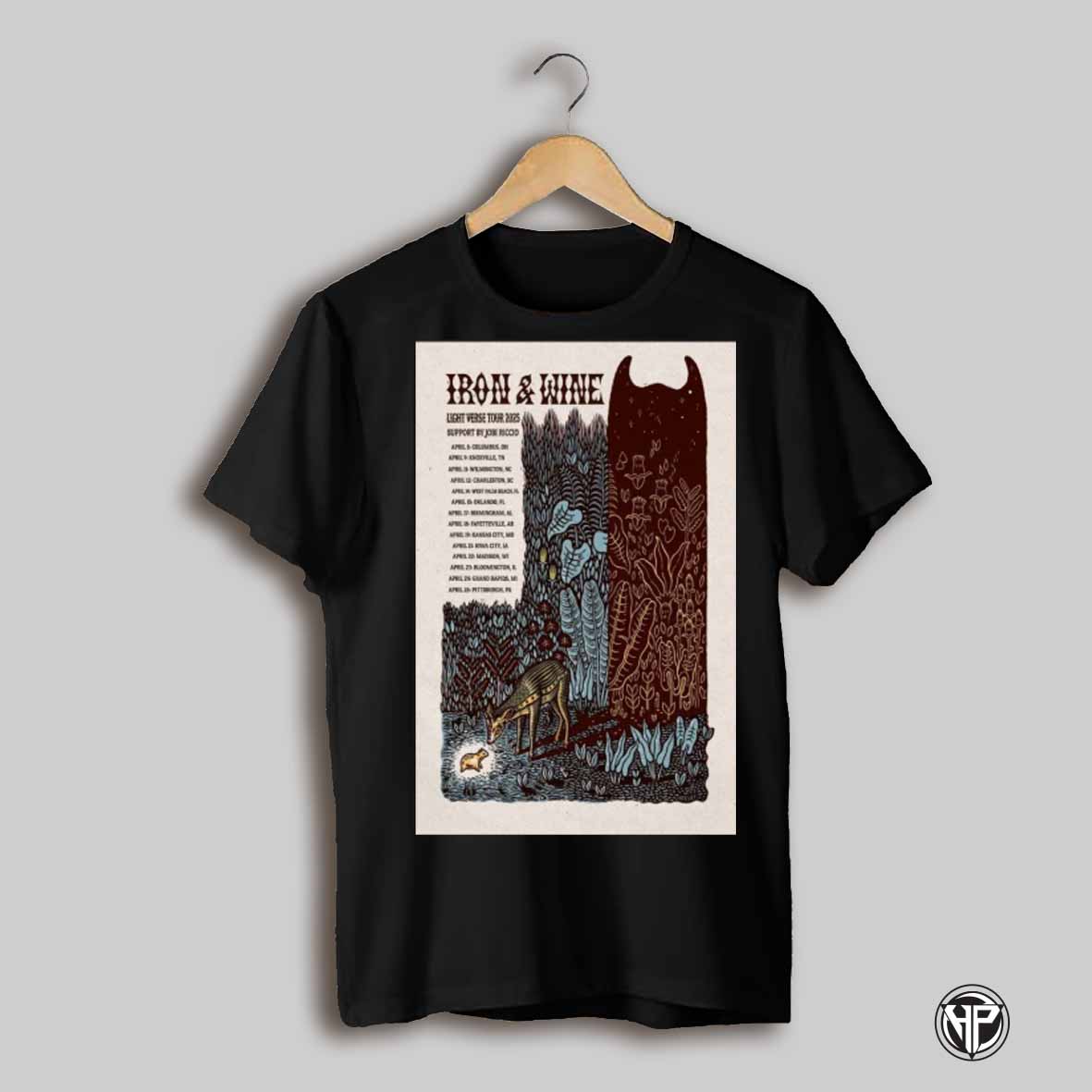 Poster Iron Wine Light Verse Tour 2025 Support By Jobi Riccio April 8 Columbus Oh April 9 Knoxville Tn T Shirt