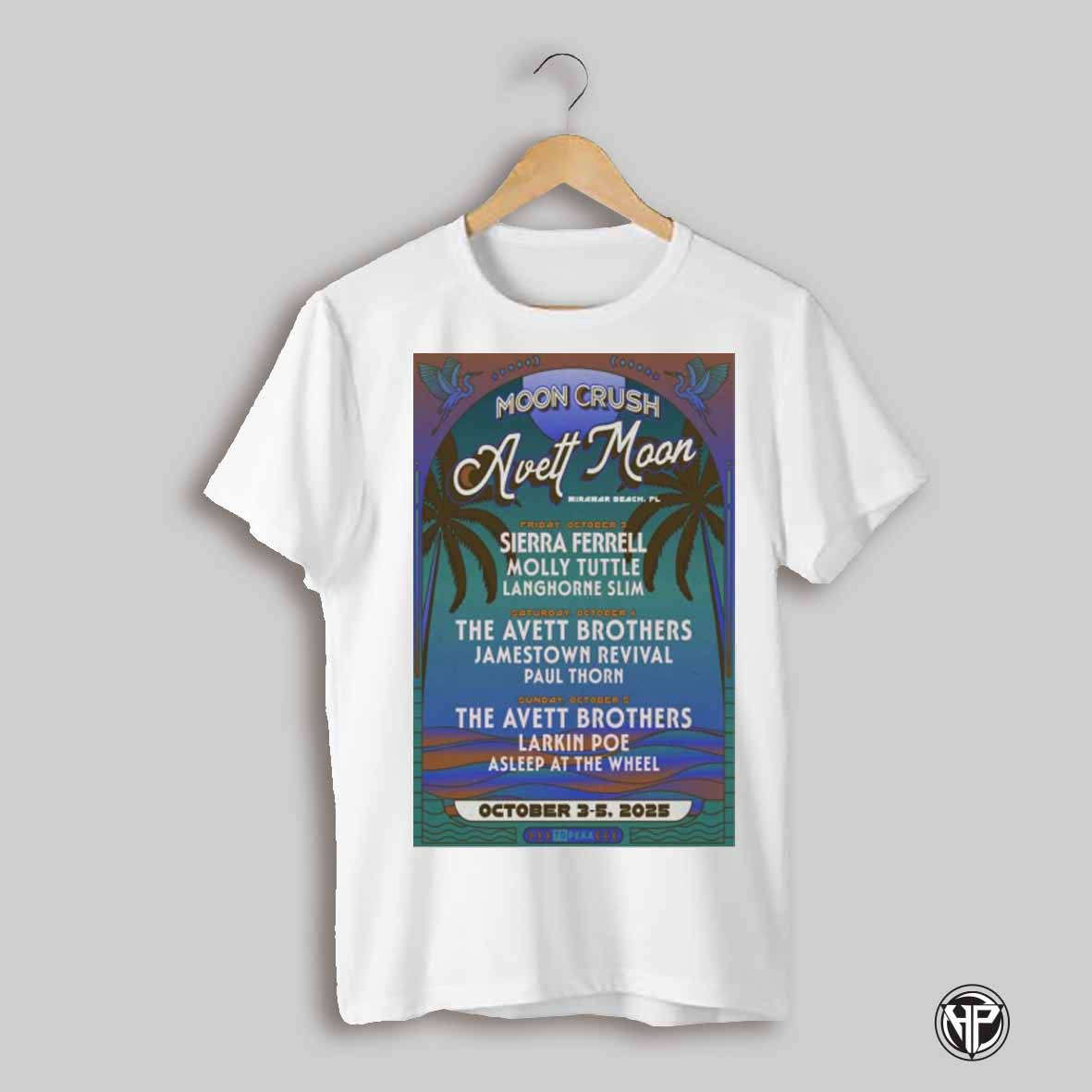 Poster Moon Crush Oct 3 5 2025 In Miramar Beach Fl Tour Fri Oct 3 Sierra Ferrell Molly Tuttle Langhorne Slim T Shirt