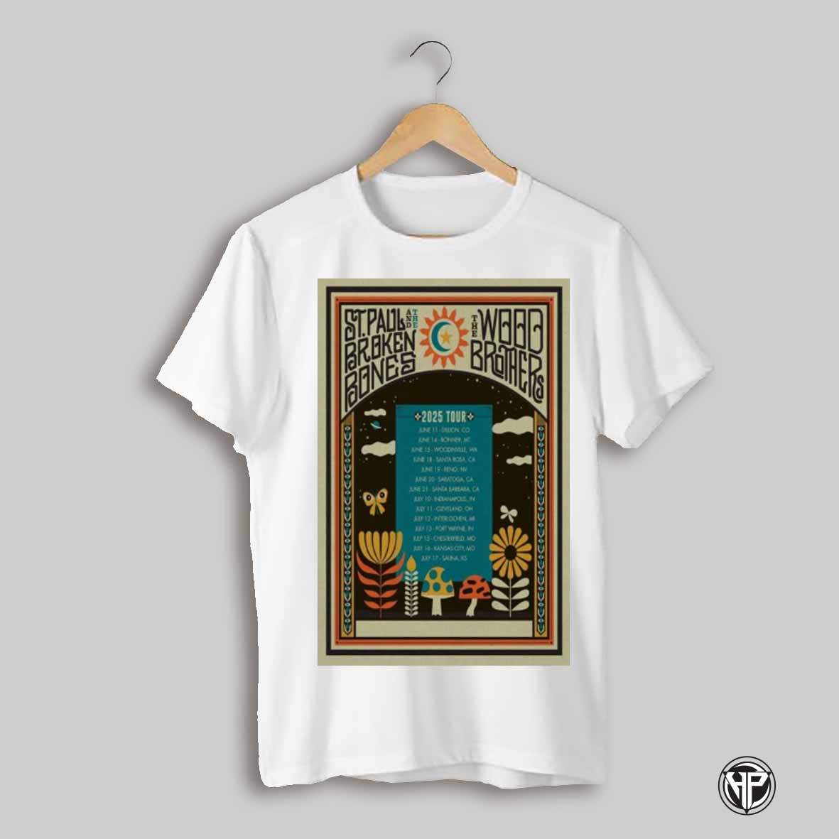 Poster St Paul And The Broken Bones Tour 2025 Jun 11 Diwon Co Jun 14 Bonner Mt Jun 15 Woodinville Wa Vintage T Shirt
