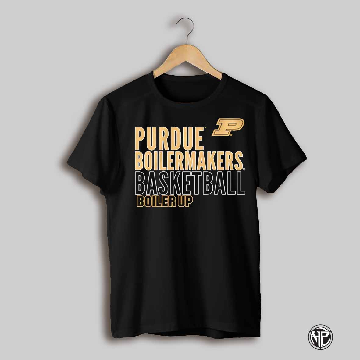 Purdue Boilermakers Basketball Boiler Up Text Logo Overlay Shirt