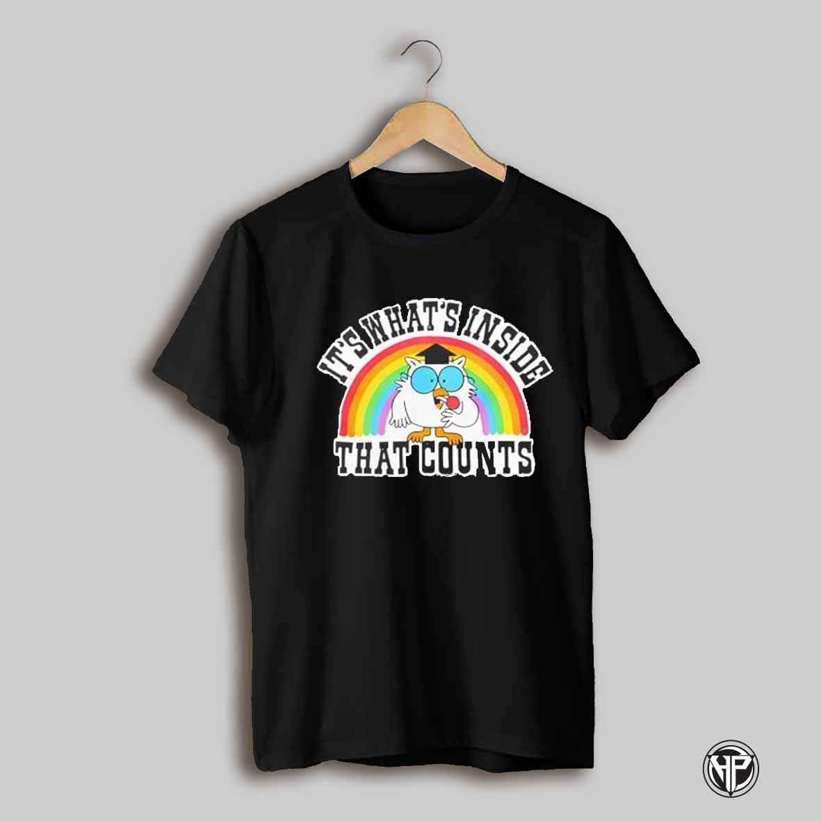 Rainbow Retro Mr Owl Tootsie Roll Its Whats Inside That Counts Shirt
