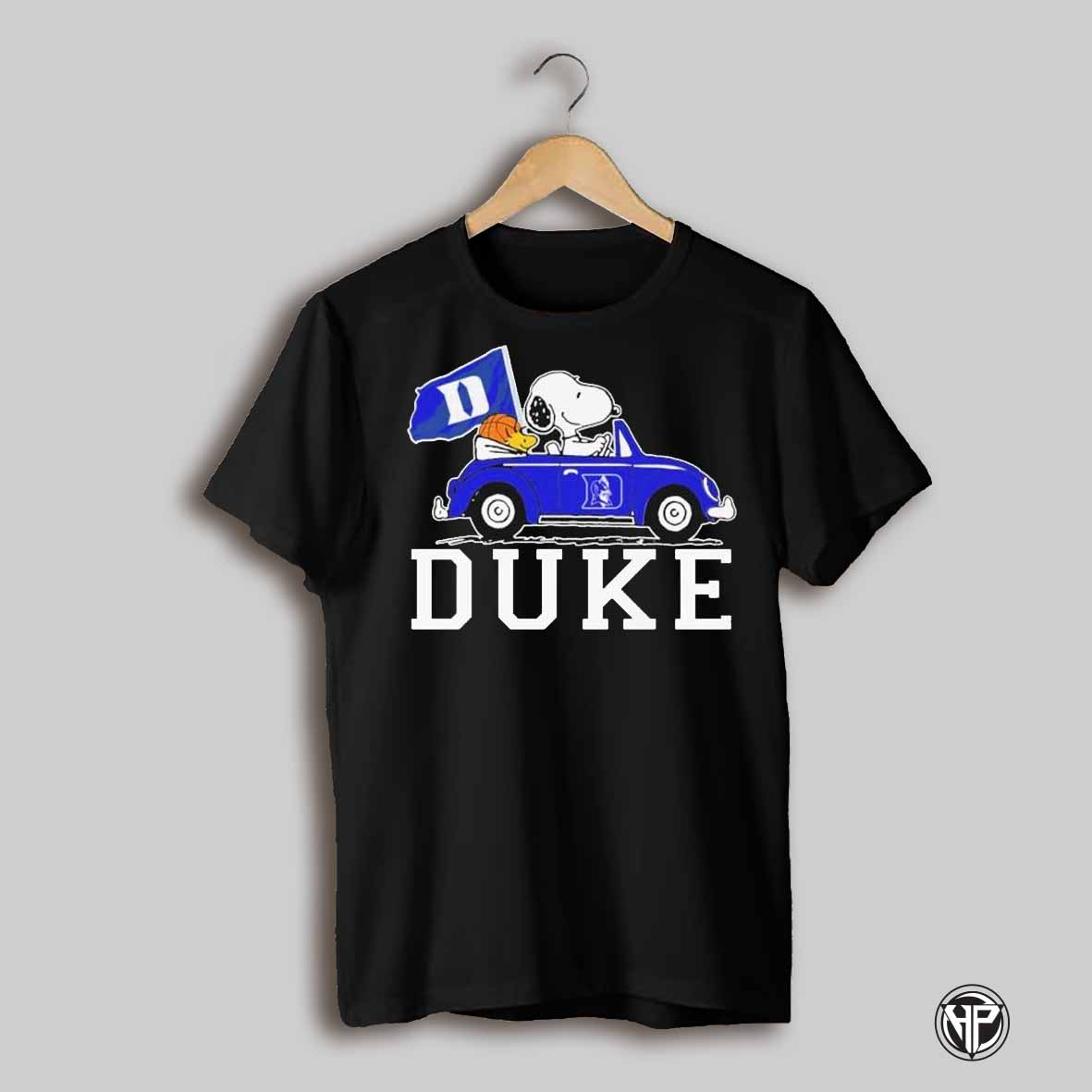 Snoopy And Woodstock Driving Car Duke Blue Devils Basketball T Shirts