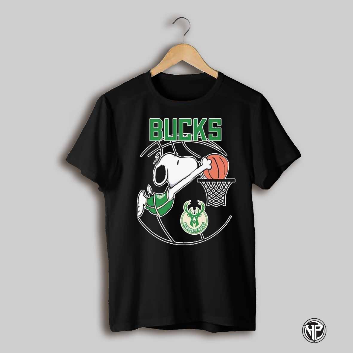 Snoopy The Peanuts X Milwaukee Bucks Dunk T Shirts