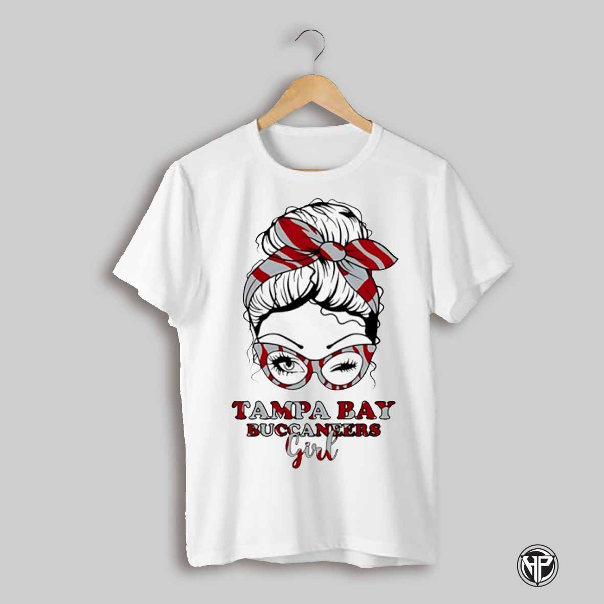 Tampa Bay Buccaneers Girl Messy Bun Shirt