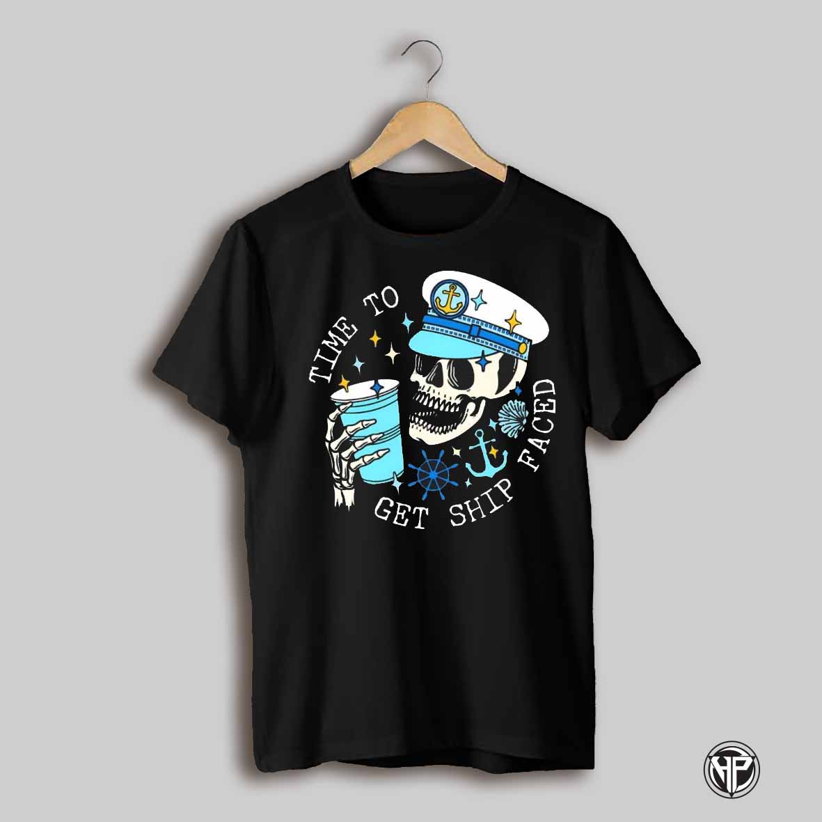 Time To Get Ship Faced Cruise Ship Ghost Captain Vintage Shirt