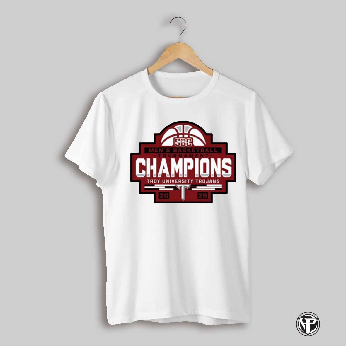 Troy University Trojans 2025 Sbc Sun Belt Mens Basketball Conference Tournament Champions Logos T Shirt