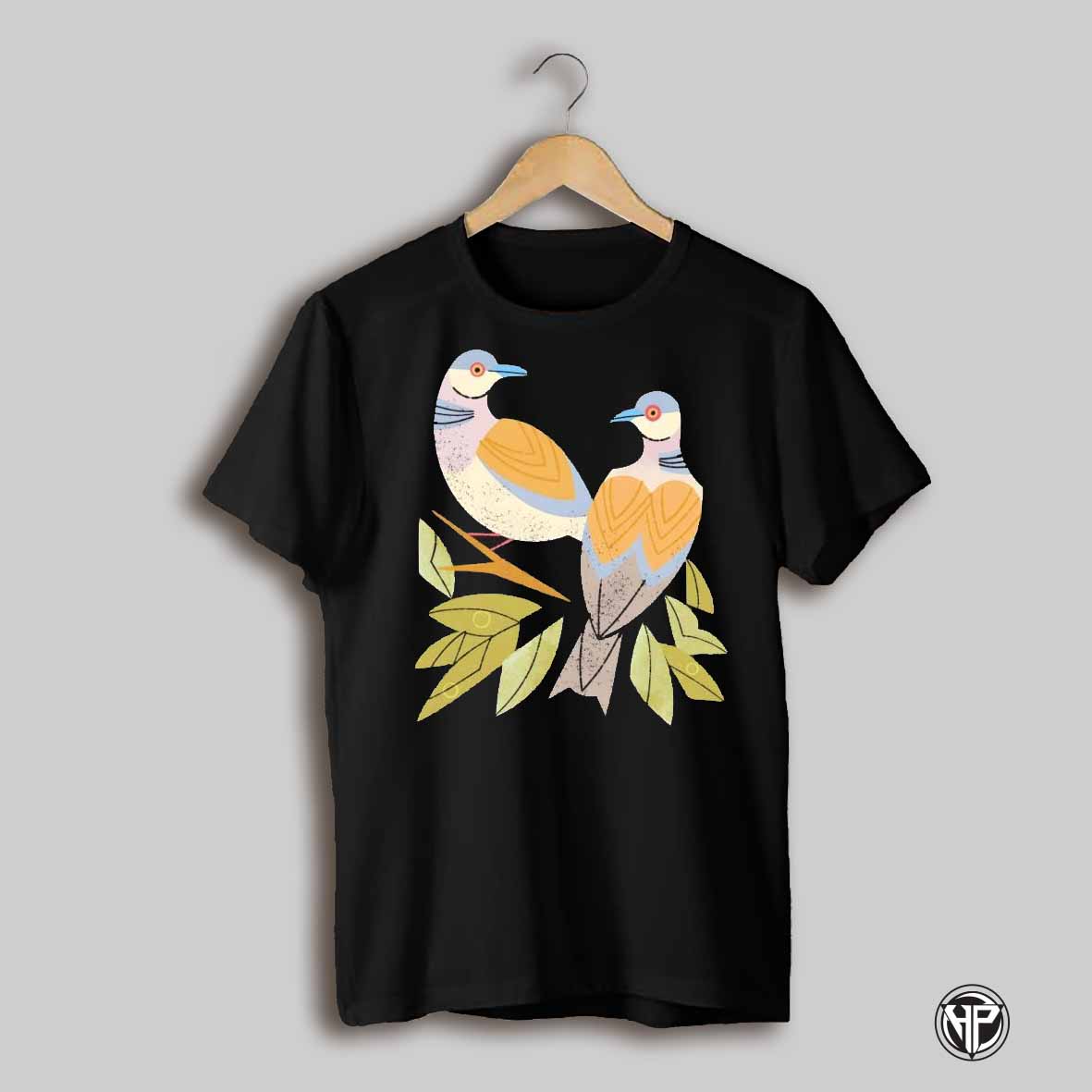 Two Turtle Doves Art With Leaves Vintage Shirt