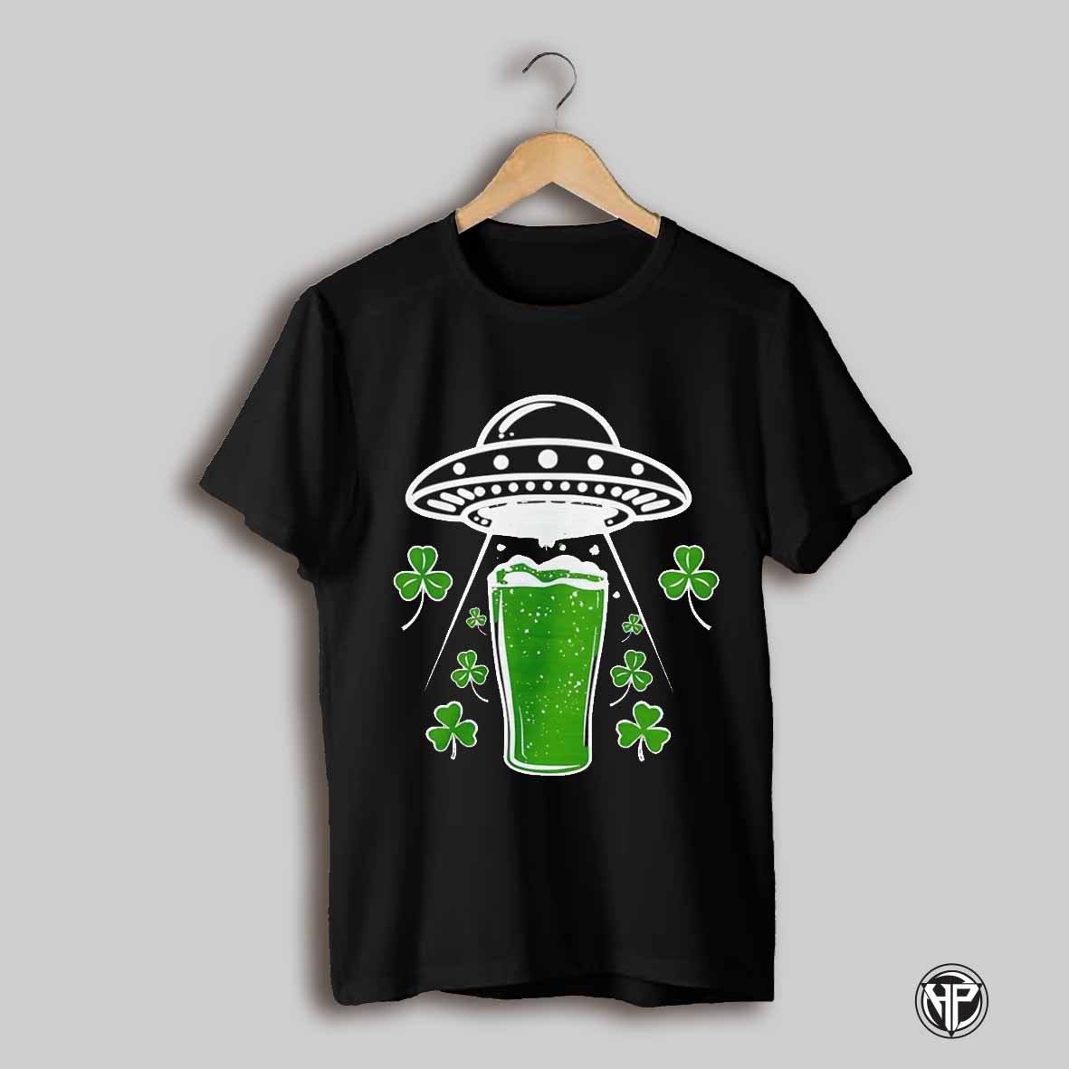Ufo Beer Alien Abduction Shamrock St Patricks Day Shirt