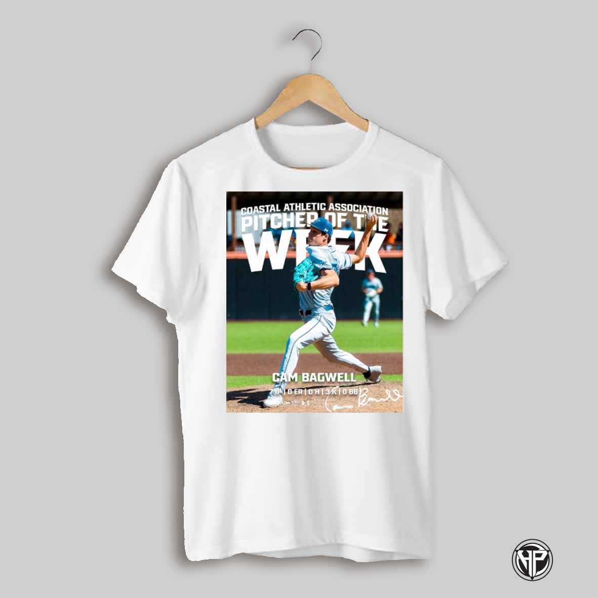 Uncw Baseball Coastal Athletic Association Pitcher Of The Week Cam Bagwell Signature Poster T Shirt