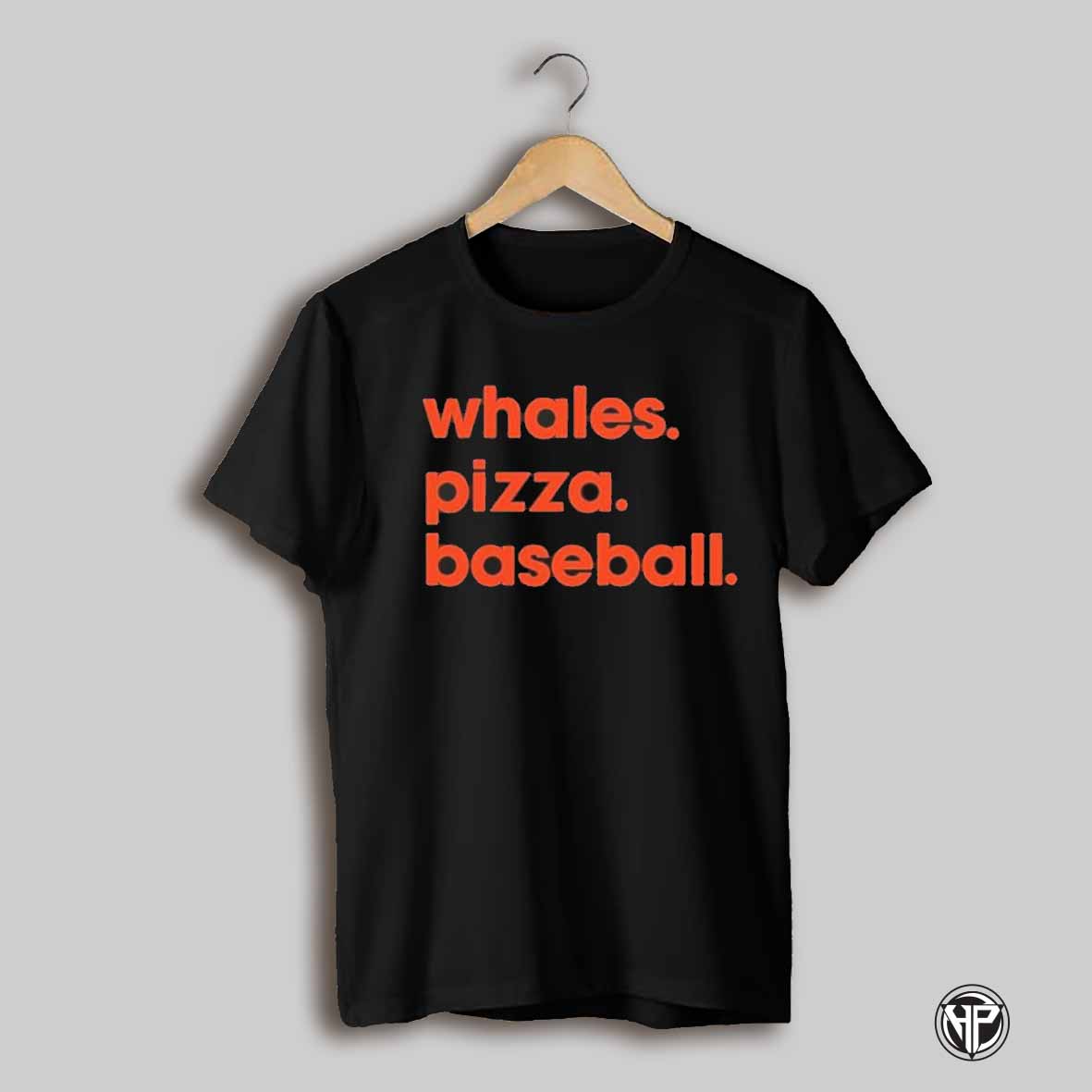 Whales Pizza Baseball T Shirt