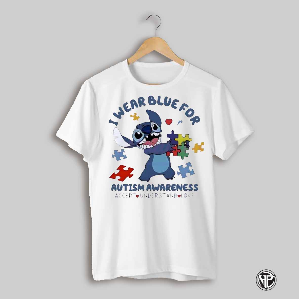 I Wear For Blue Autism Awareness Accept Understand Love Stitch Shirt