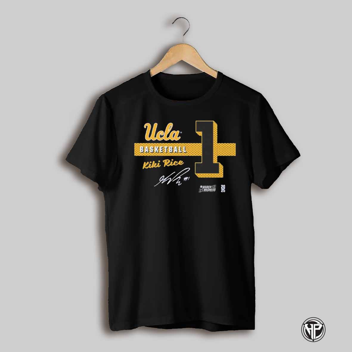 Kiki Rice Block Letter Number 1 Ucla Bruins Basketball 2025 Ncaa March Madness Signature Logo T Shirt