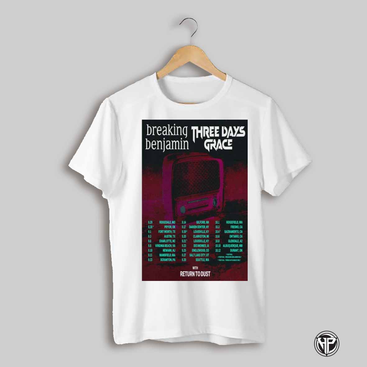 Poster Breaking Benjamin And Three Days Grace Co Headlining Tour 2025 8 29 Ridgedale Mo 8 30 Pryor Ok T Shirt