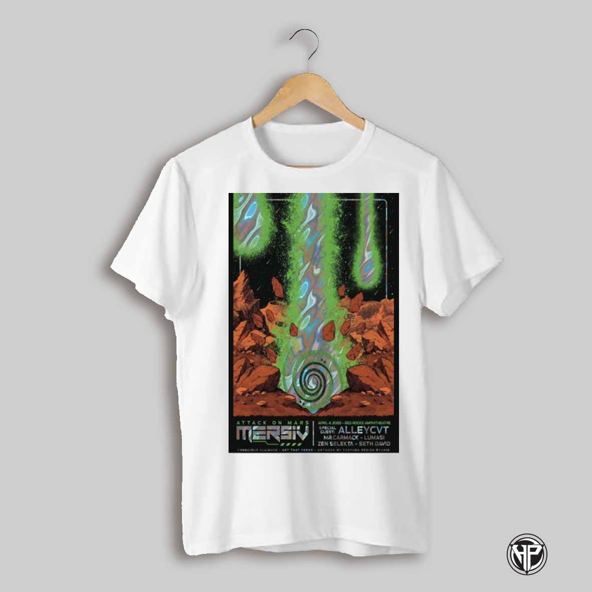 Poster Mersiv April 4 2025 Red Rocks Amphitheatre Morrison Co Concert Attack On Mars T Shirt