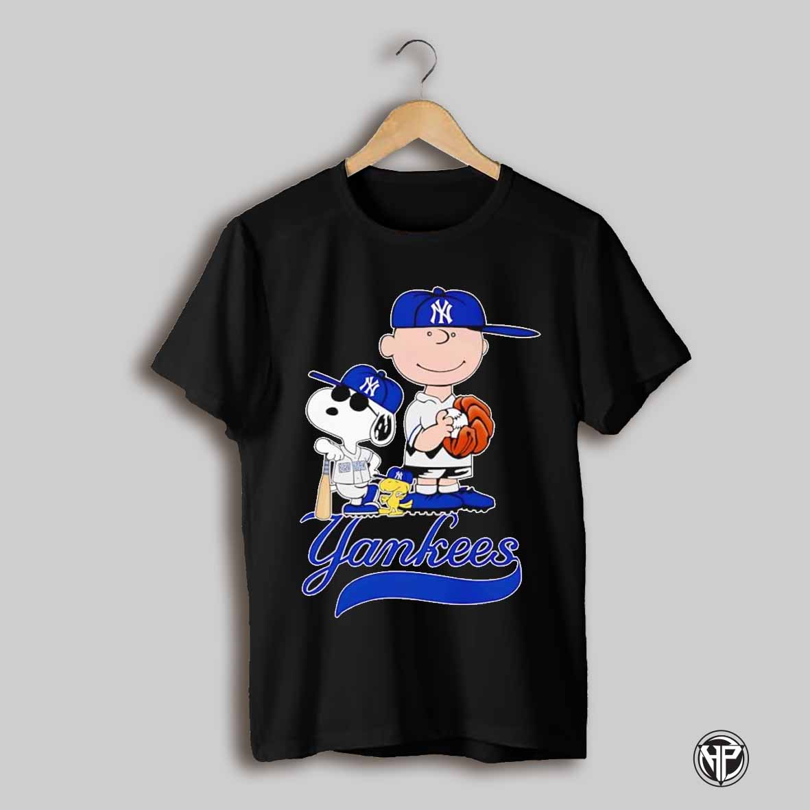 Snoopy Woodstock And Charlie New York Yankees Baseball Shirt