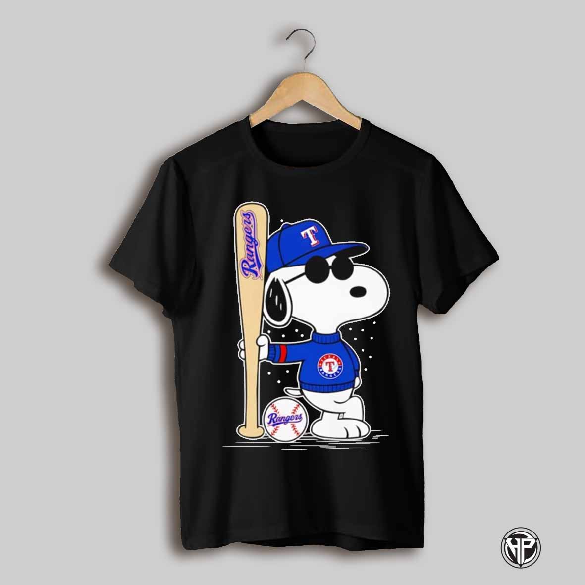 Snoopy Standing Texas Rangers Baseball Shirt