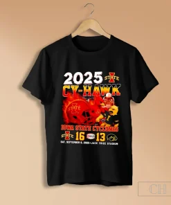 2025 Cy Hawk Iowa State Cyclones 16 Iowa Hawkeyes 13 Mascot Helmet Shirts
