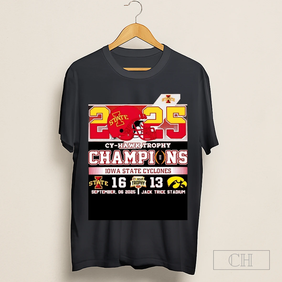 2025 Cy Hawk Trophy Champions Iowa State Cyclones 16 13 Iowa Hawkeyes Football Shirt