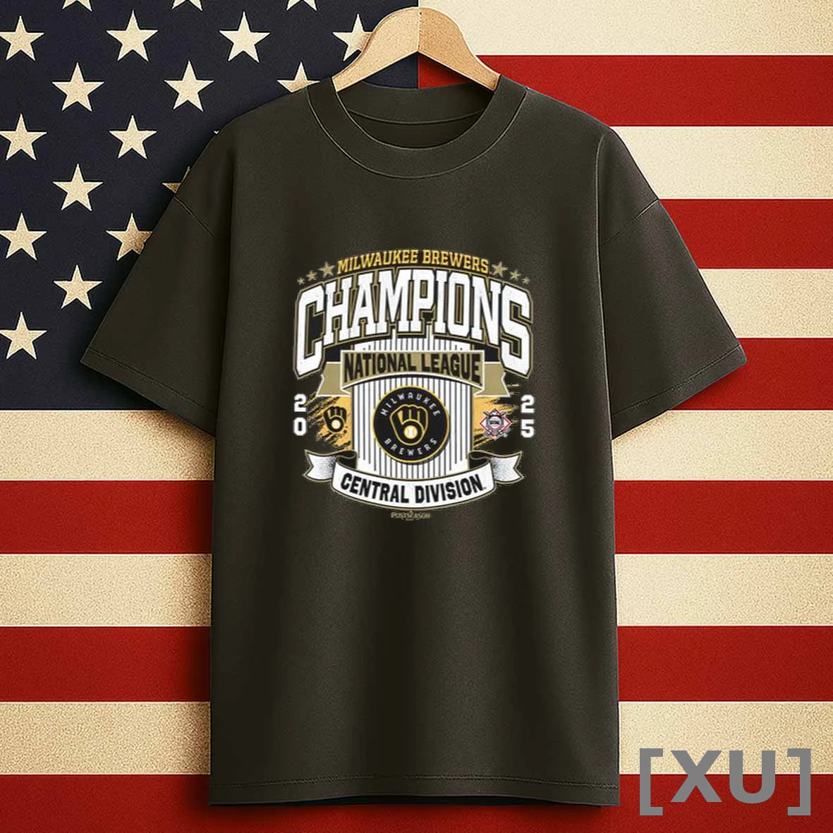 47 Milwaukee Brewers Navy Blue 2025 Division Champions Franklin Short Sleeve Fashion Men Shirts
