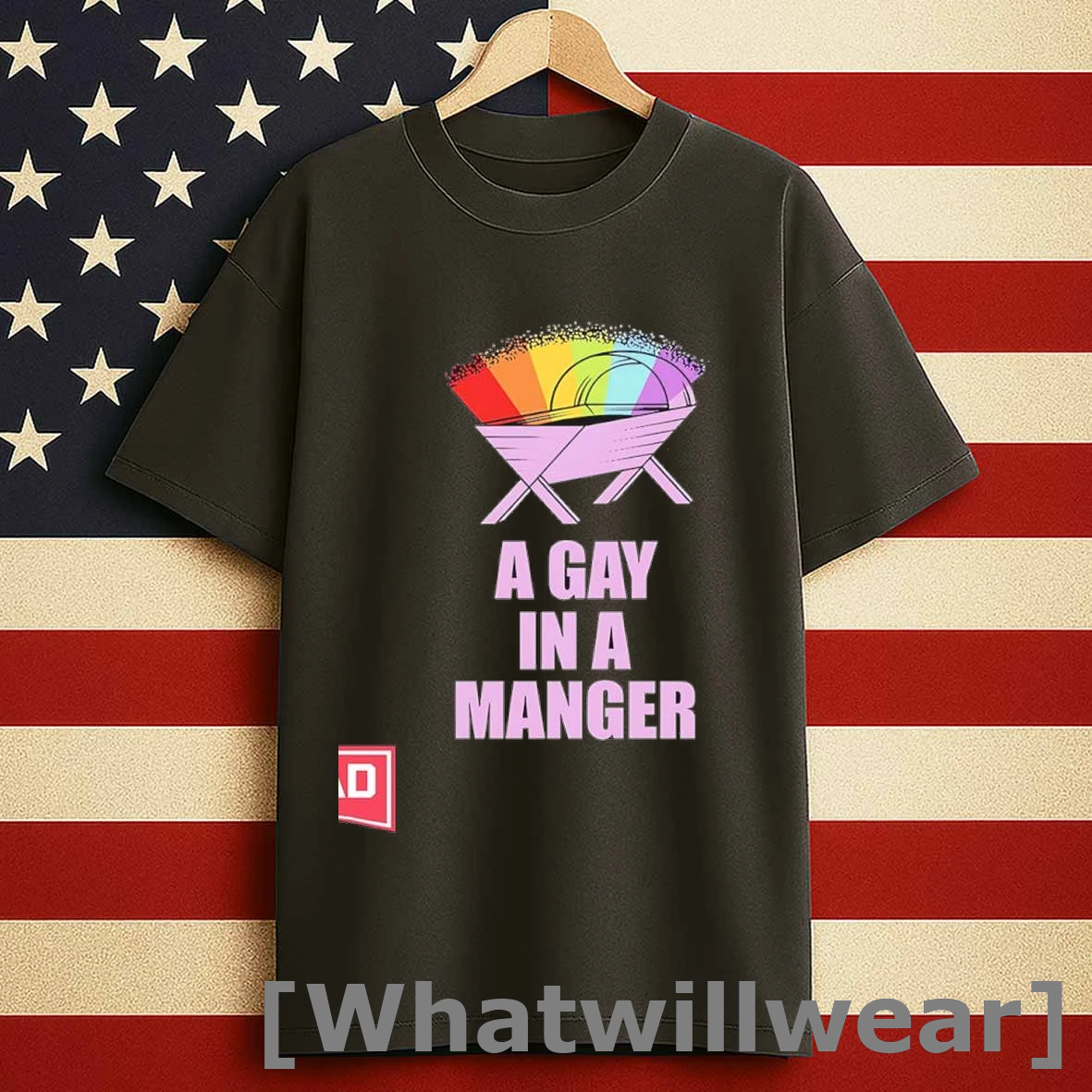 A Gay In A Manger Christmas Rainbow Graphic Shirts