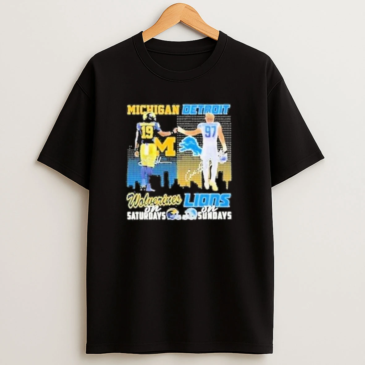 Aidan Hutchinson And Bryce Underwood Michigan Wolverines On Saturdays Detroit Lions On Sundays Shirts