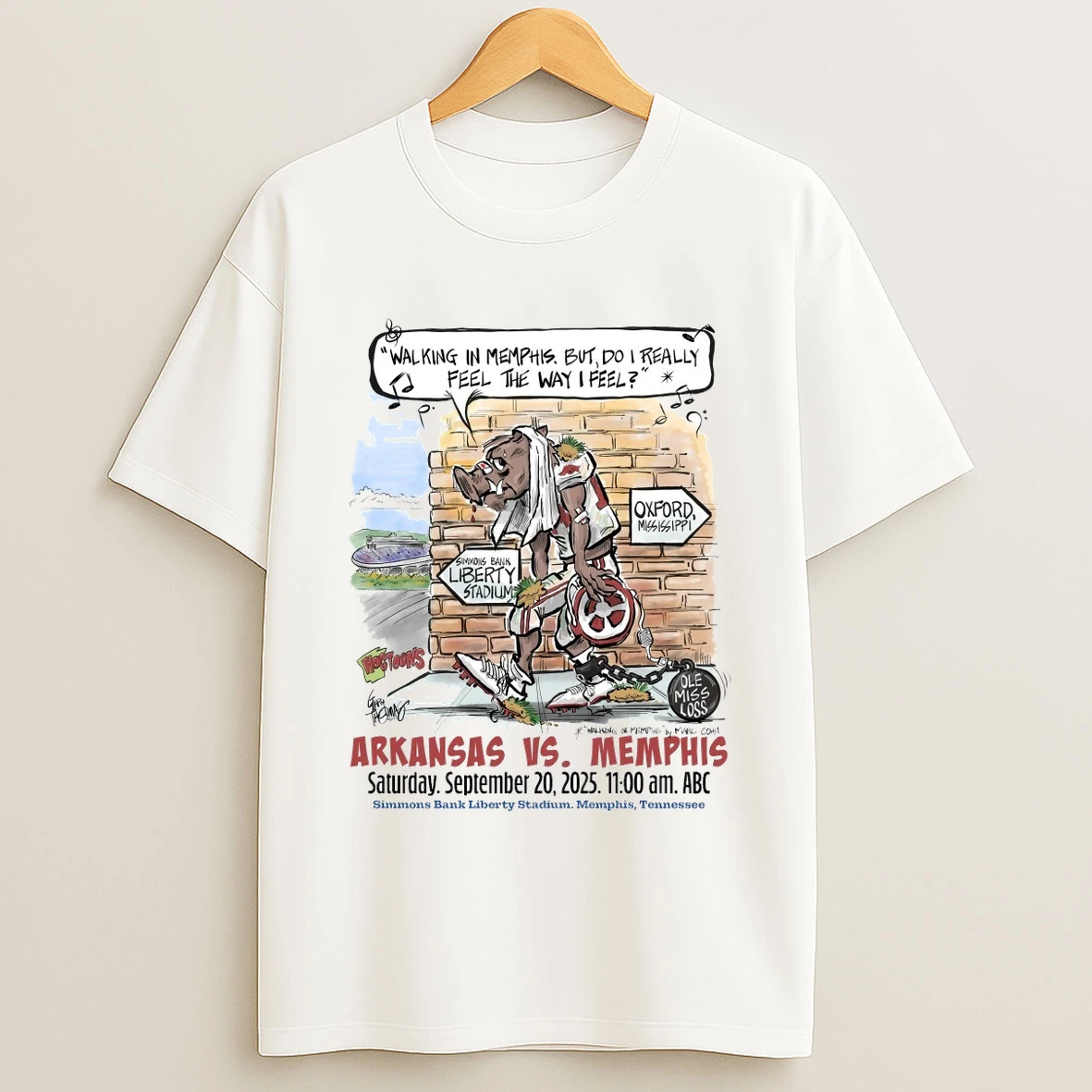 Arkansas Vs Memphis Saturday September 20 2025 Simmons Bank Liberty Stadium Memphis Tennessee Fanart Shirts