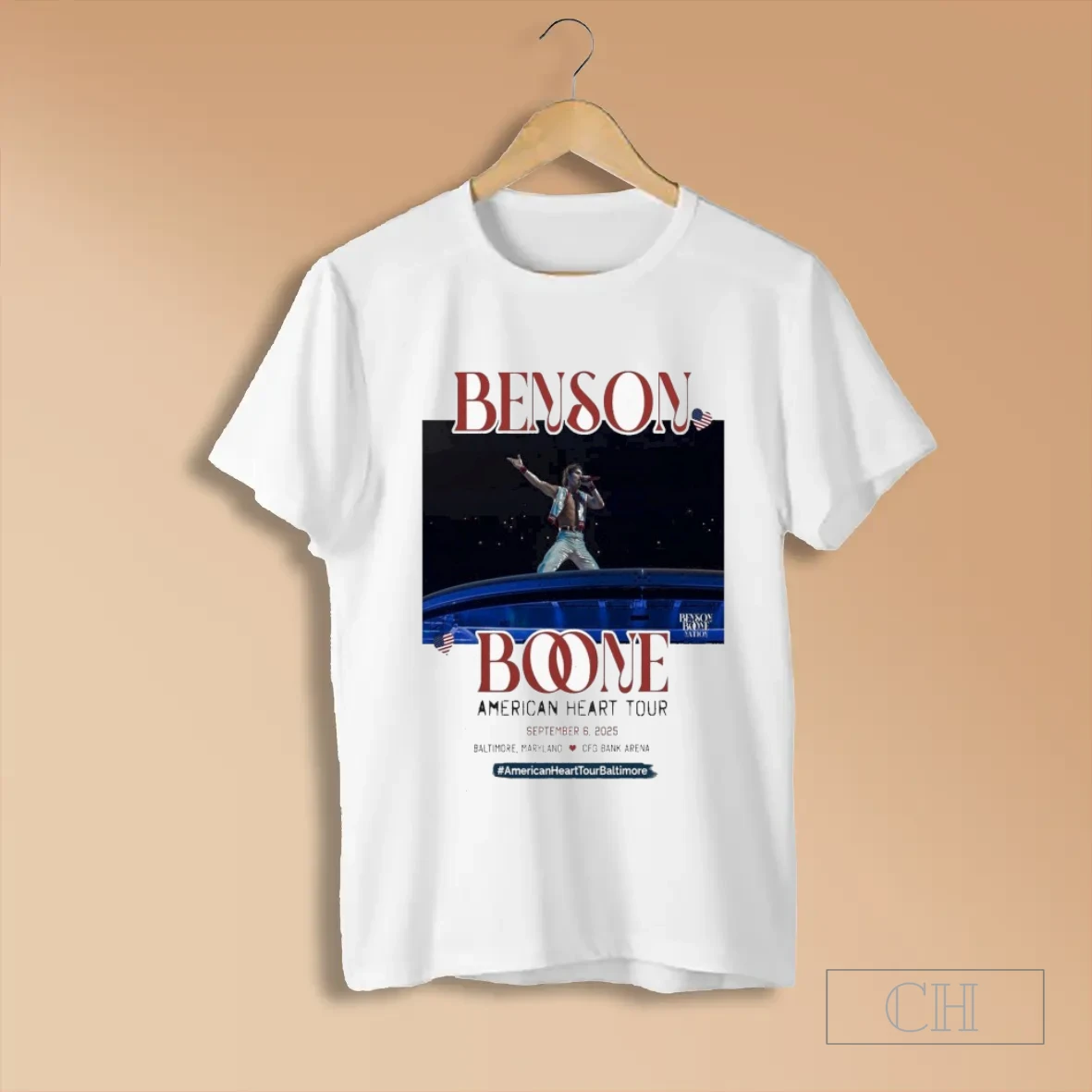 Benson Boone American Heart Tour At Cfg Bank Arena 06 Sep 2025 T Shirts