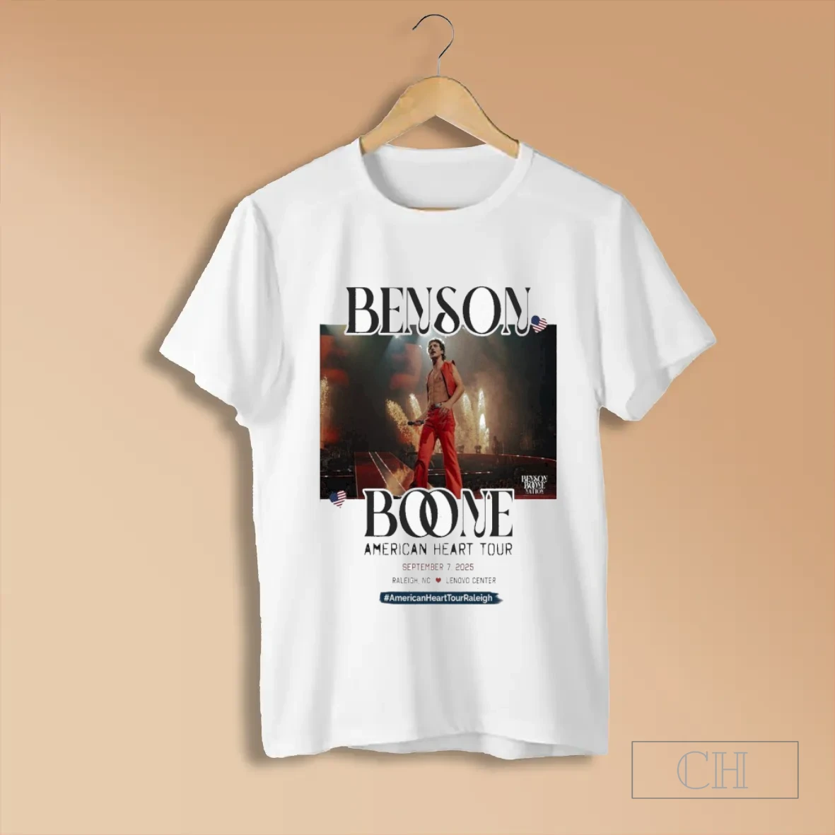 Benson Boone September 7 2025 Raleigh American Heart Tour T Shirts