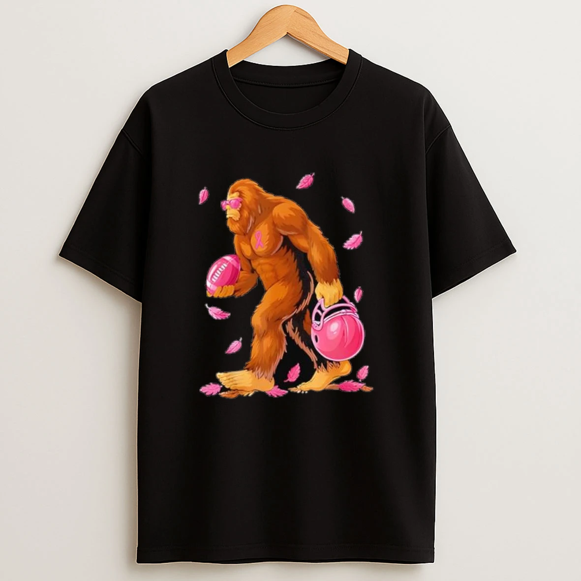 Bigfoot Football Pink Ribbon Breast Cancer Awareness Shirts