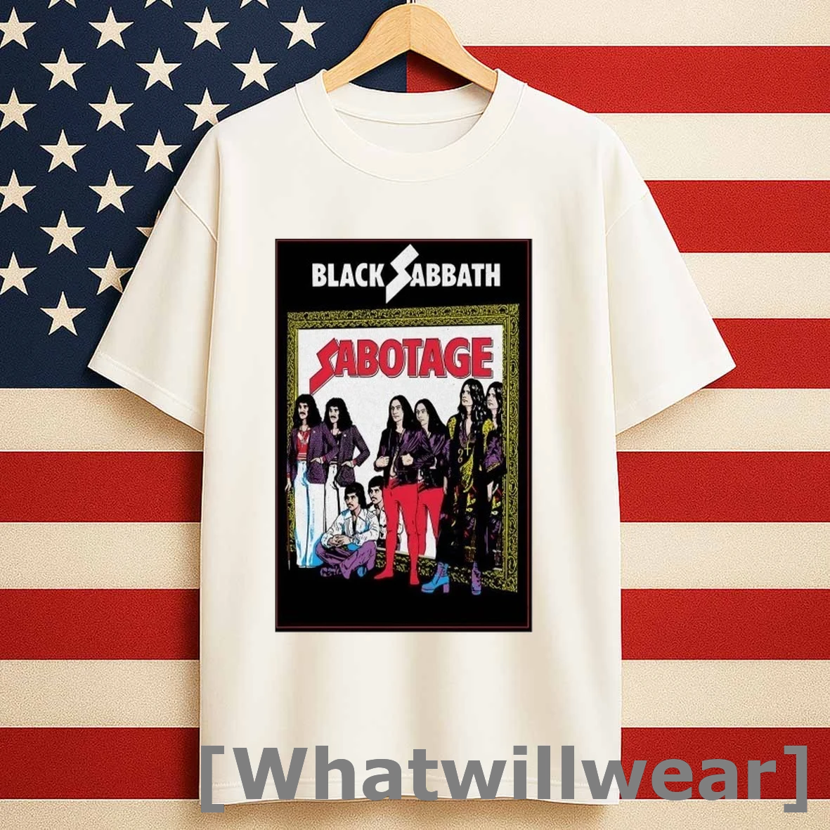 Black Sabbath Sabotage Flocked Blacklight Shirts