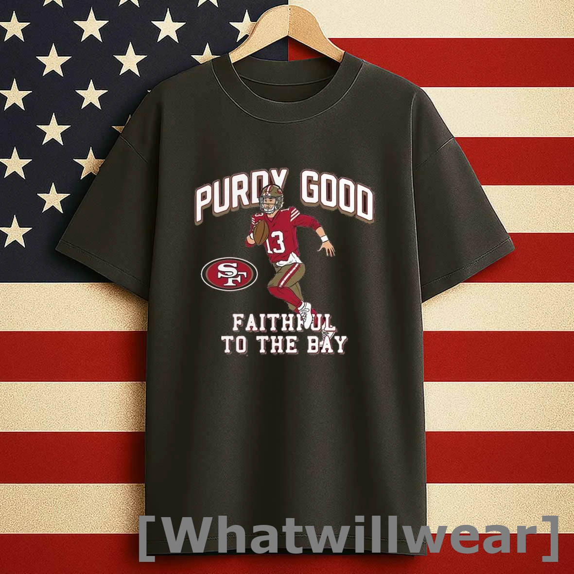 Brock Purdy San Francisco 49ers Player Illustrative Pack Purdy Good Faithful To The Bay 2025 Shirts