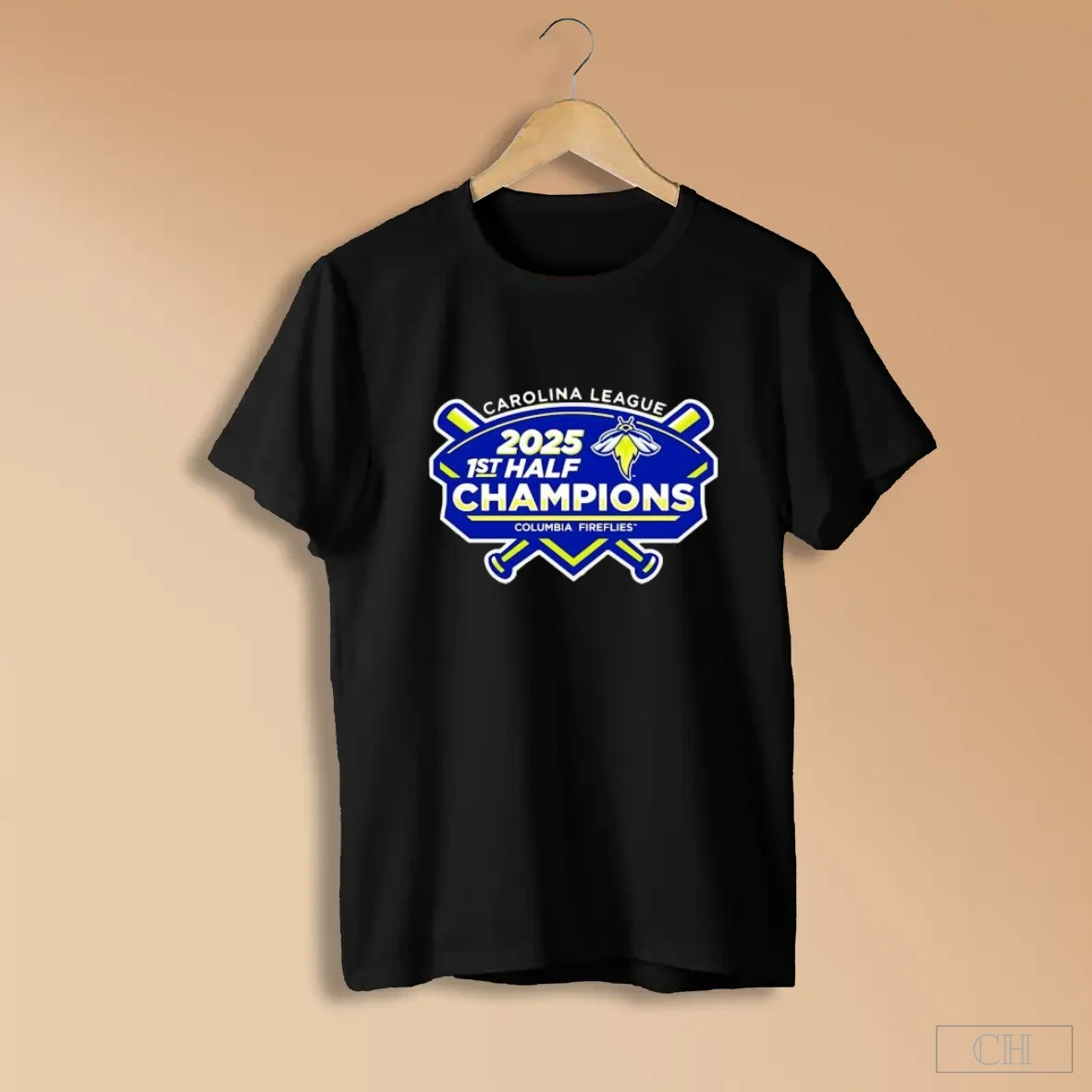Carolina League 2025 1st Half Champions Columbia Fireflies Baseball Bats S Black Shirts
