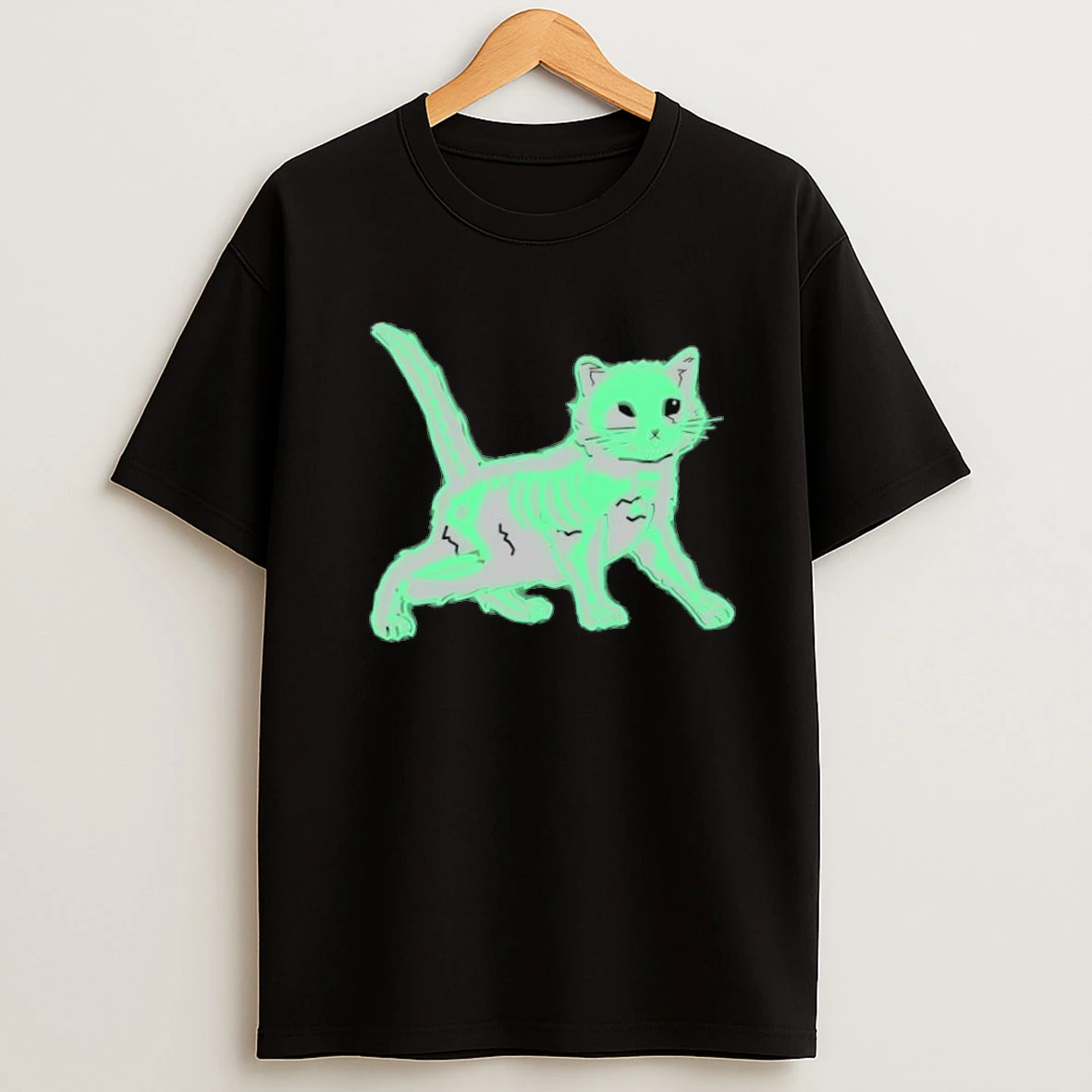 Cat Glow In The Dark Gary Skeleton Shirts