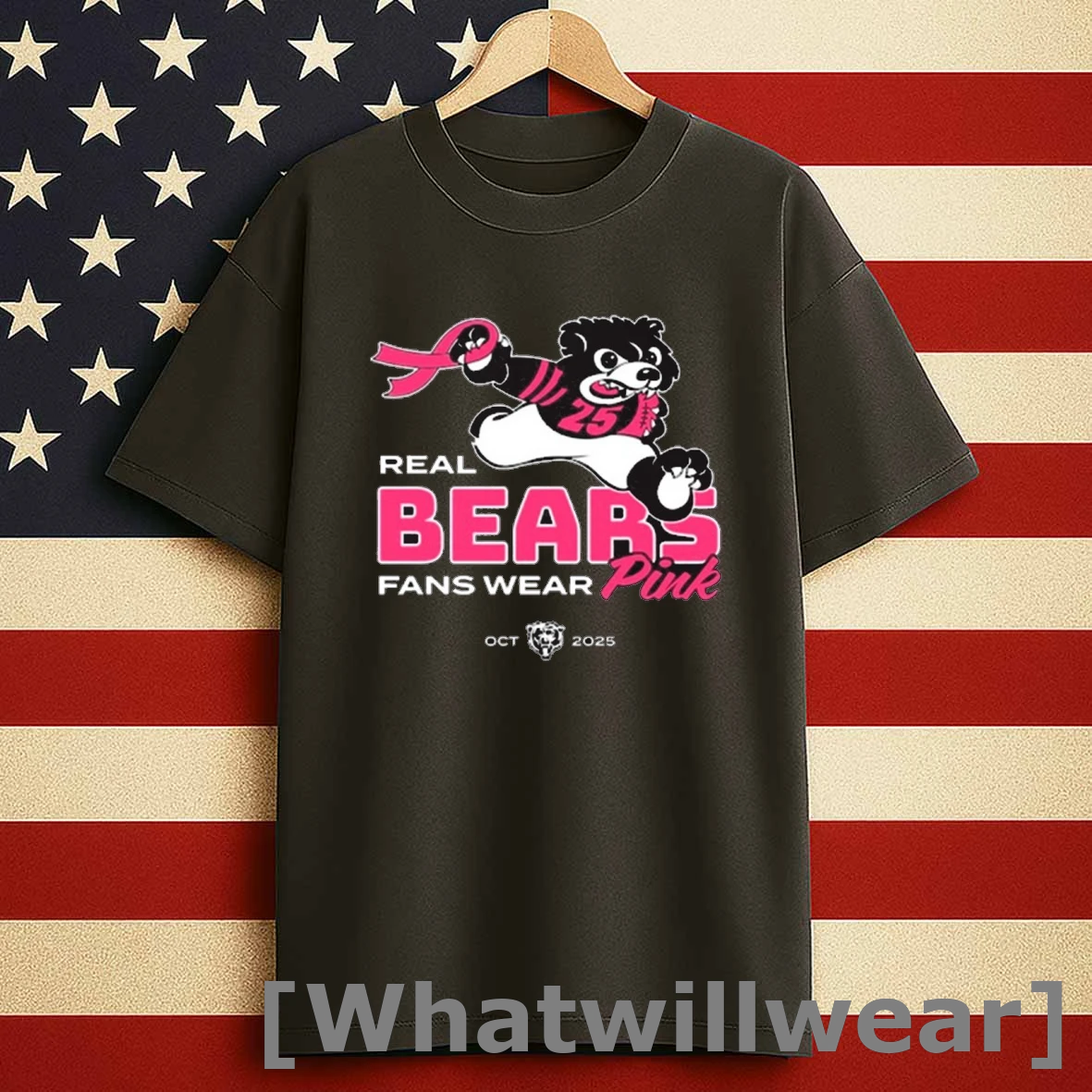 Chicago Bears Real Bears Fans Wear Pink October 2025 Shirts