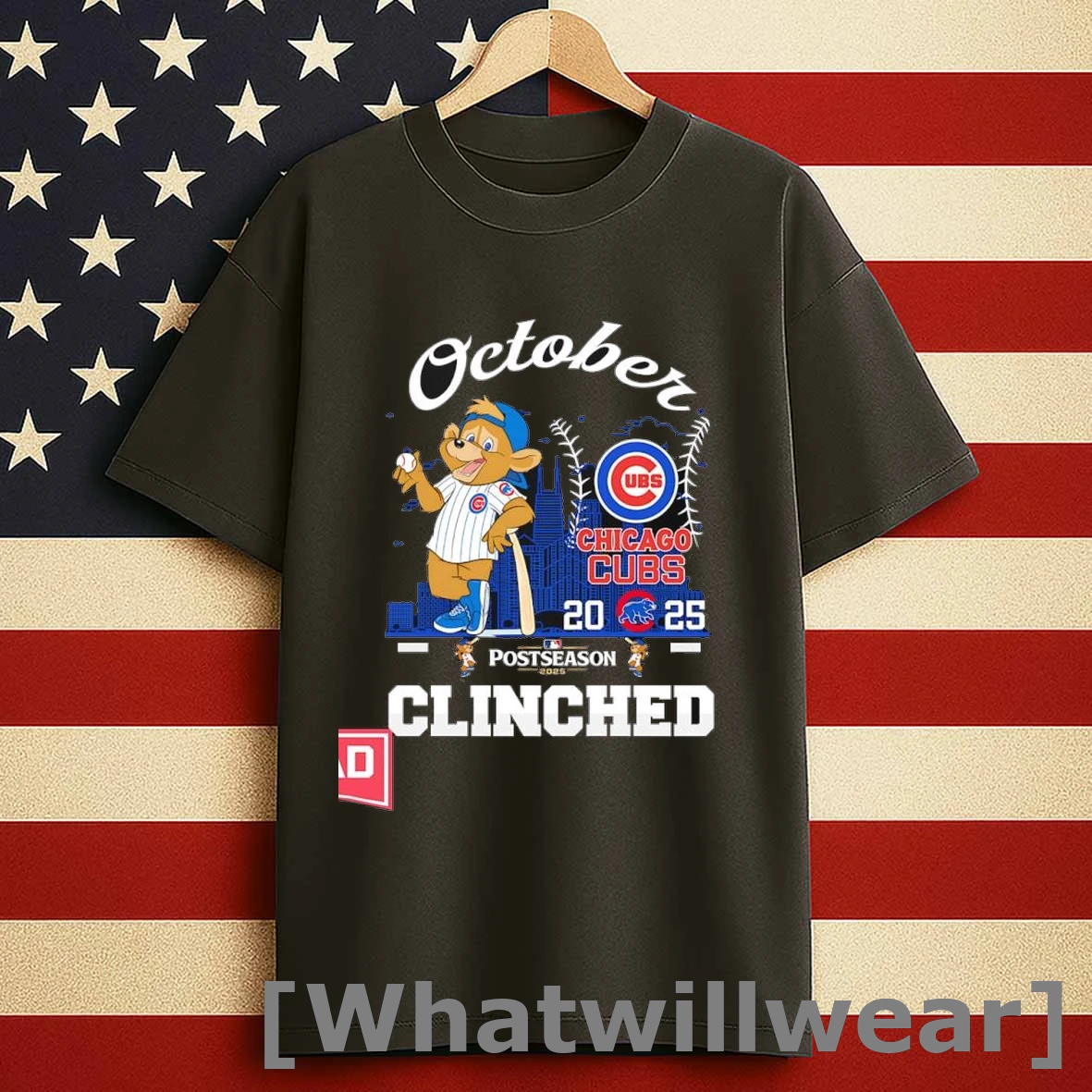 Chicago Cubs Mascot Mlb Postseason October Clinched 2025 Logo Shirts