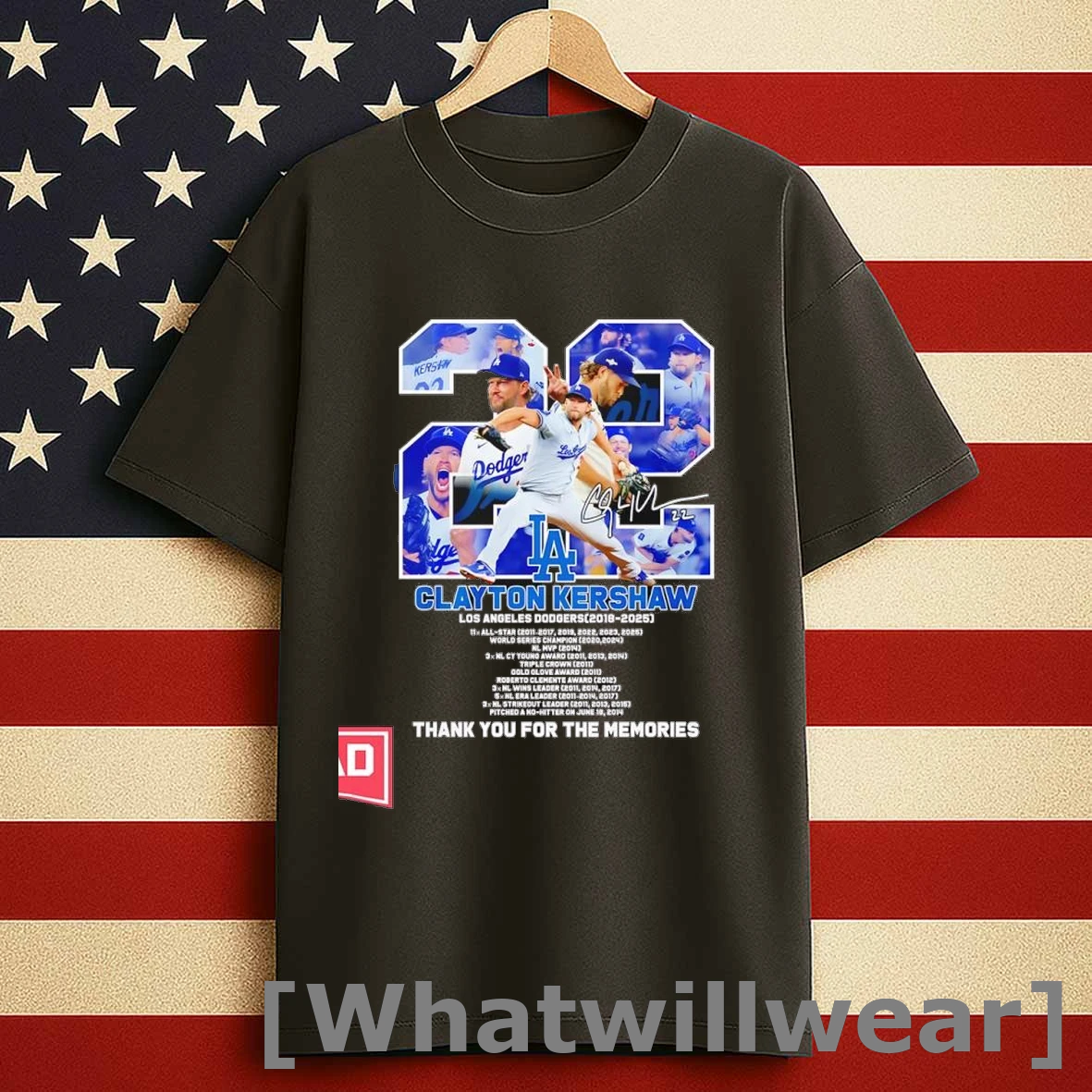 Clayton Kershaw Los Angeles Dodgers All Star Selections Signature Shirts