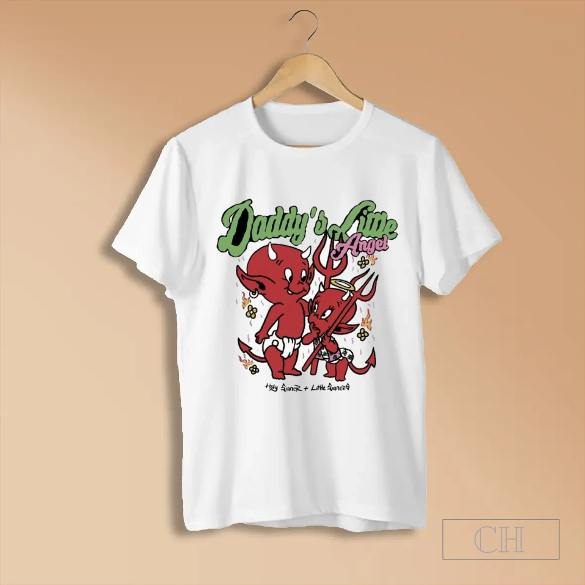 Daddys Little Angel Holy Sinner Little Sinner T Shirts