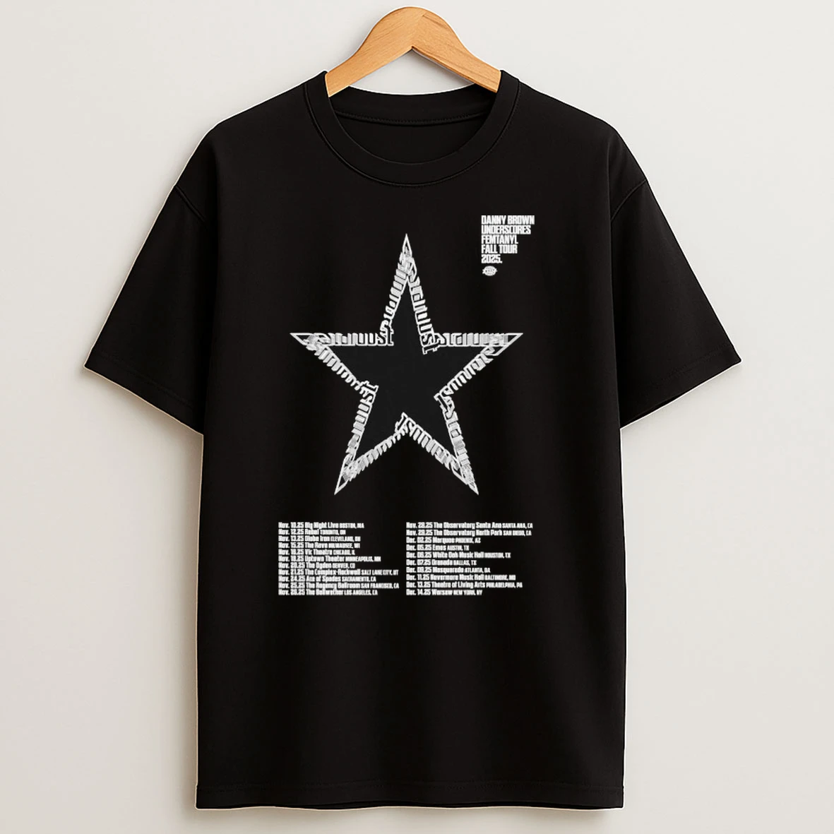Danny Brown Underscores Femtanyl Tour 2025 Star Shirts