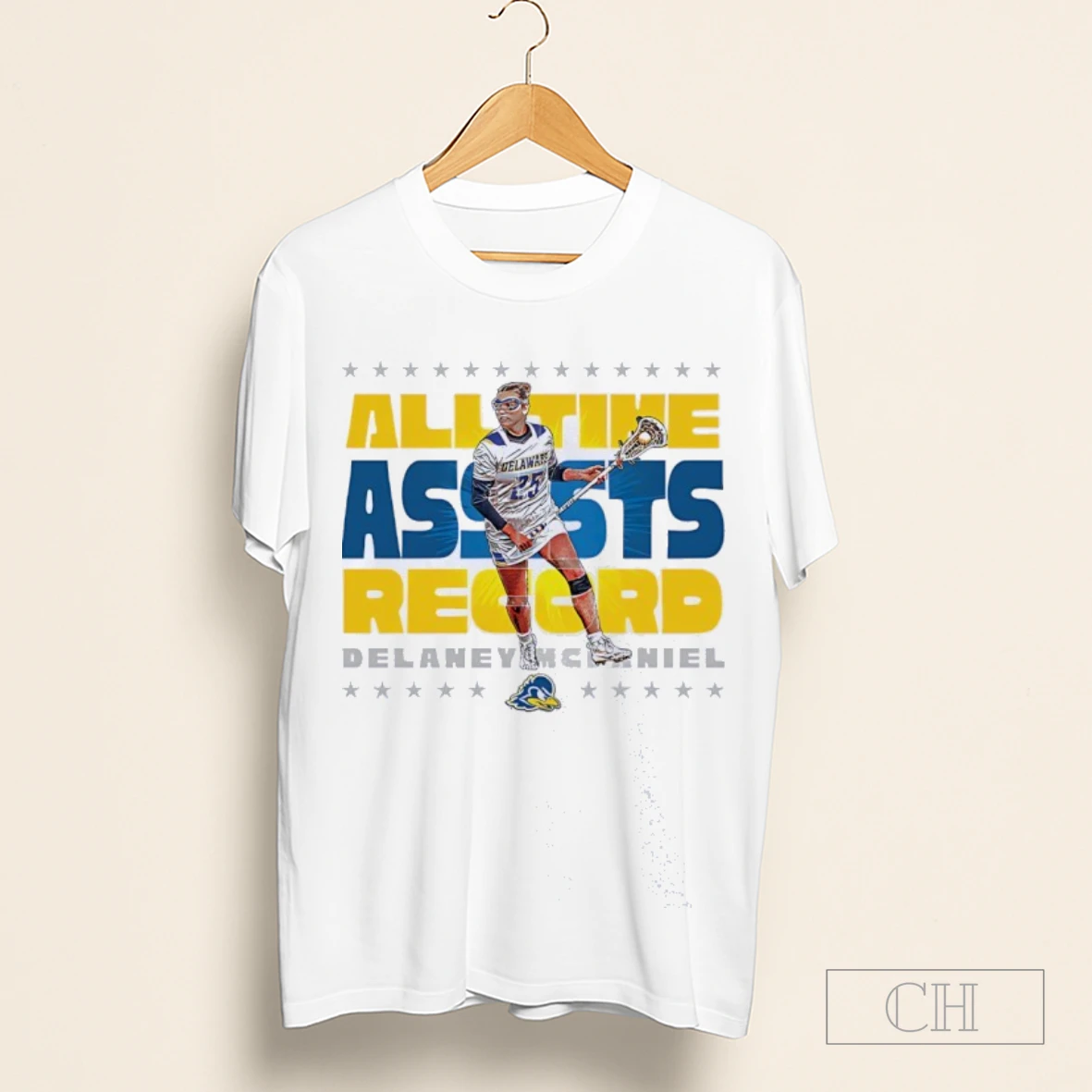 Delaney Mcdaniel All Time Assists Record Delaware Blue Hens Safety Lacrosse Shirt