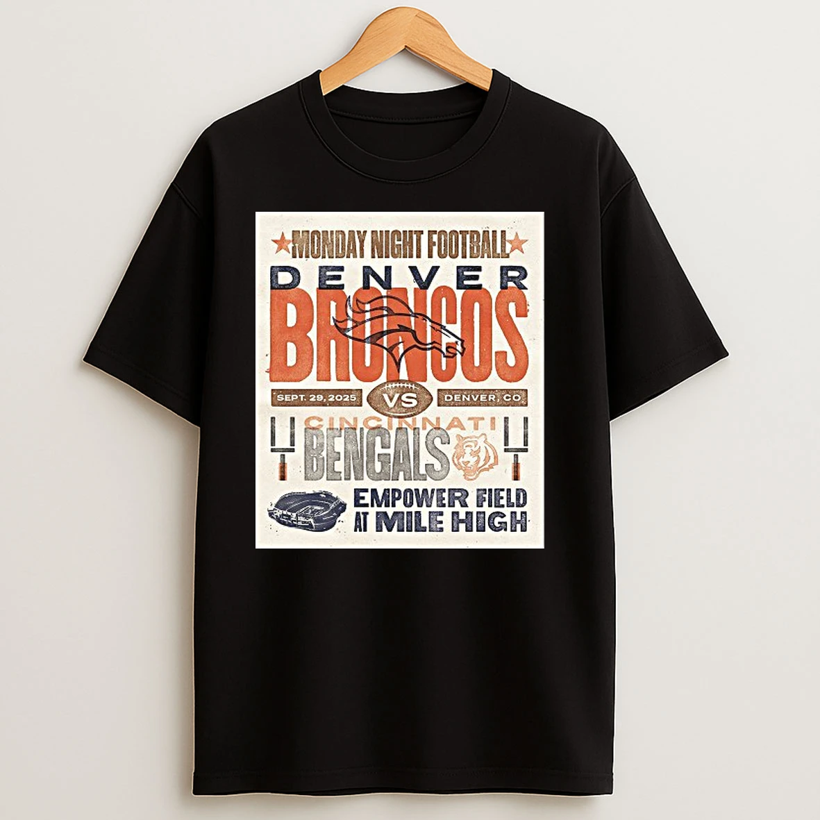 Denver Broncos Vs Cincinnati Bengals Sept 29 2025 Denver Co Empower Field At Mile High Shirts