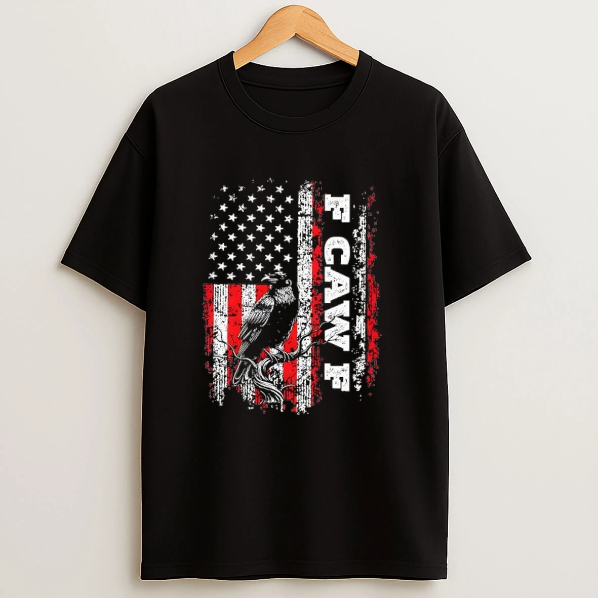 Distressed F Caw F Black Crow Bird Retro Usa Flage Vintage Classic Shirts