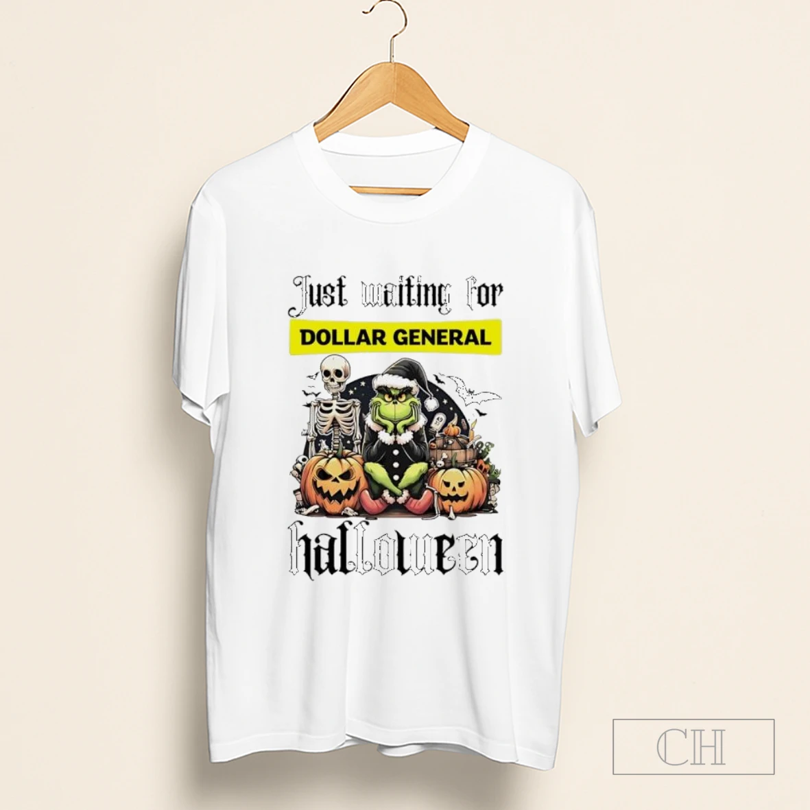 Dollar Generla Grinch Just Waiting For Halloween Goth Graphic Shirt
