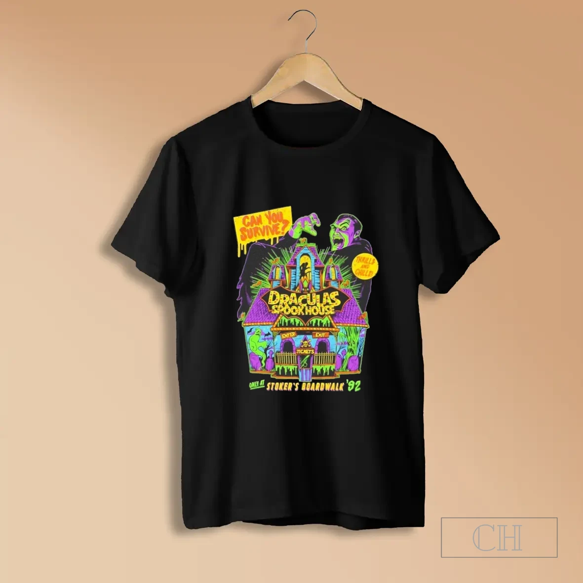 Draculas Spookhouse Can You Survive Thrills And Chills Halloween Shirts