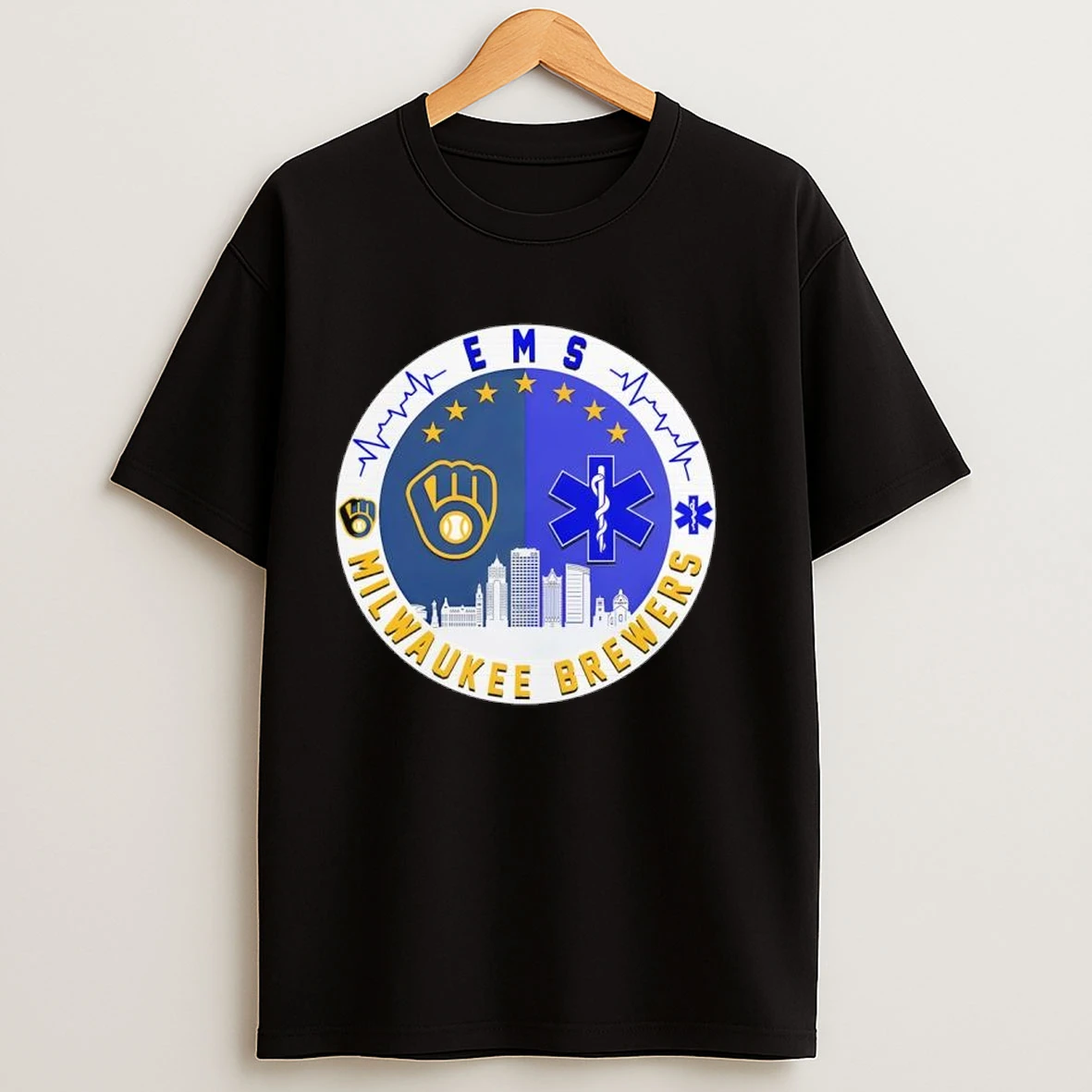 Emergency Medical Services Ems And Milwaukee Brewers Baseball Team Logo Shirts
