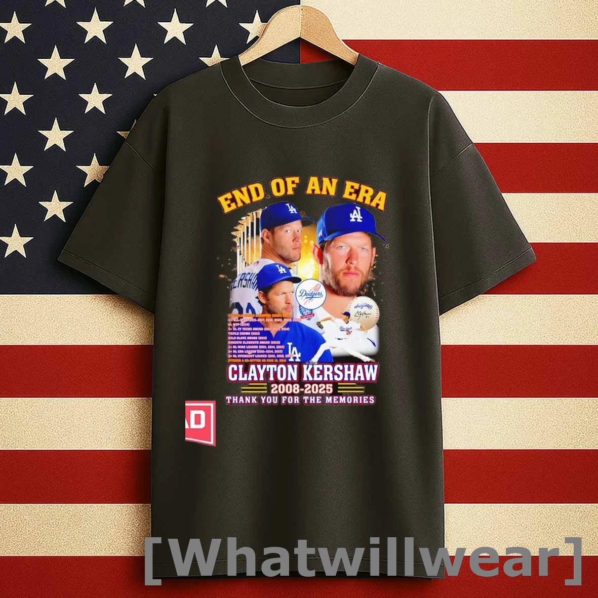 End Of An Era Clayton Kershaw Los Angeles Dodgers 2008 2025 Thank You For The Memories Signature Shirts