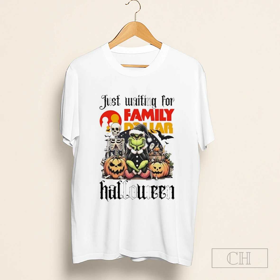 Family Dollar Grinch Just Waiting For Halloween Goth Graphic Shirt