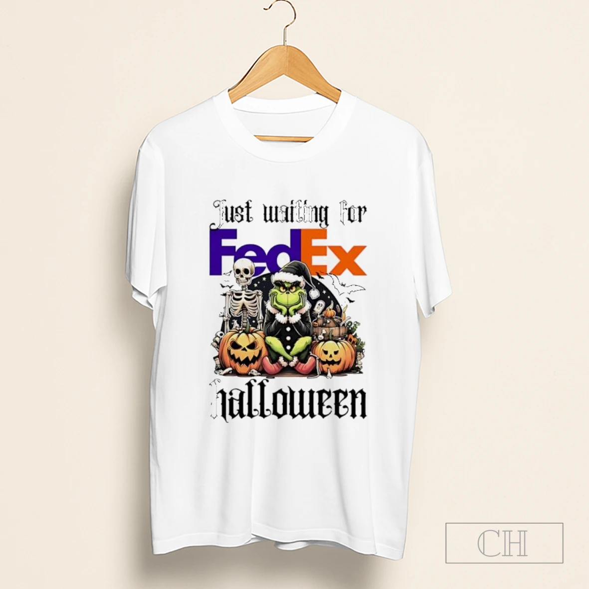 Fedex Grinch Just Waiting For Halloween Goth Graphic Shirt